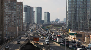 Traffic on Gardiner Expressway in Toronto